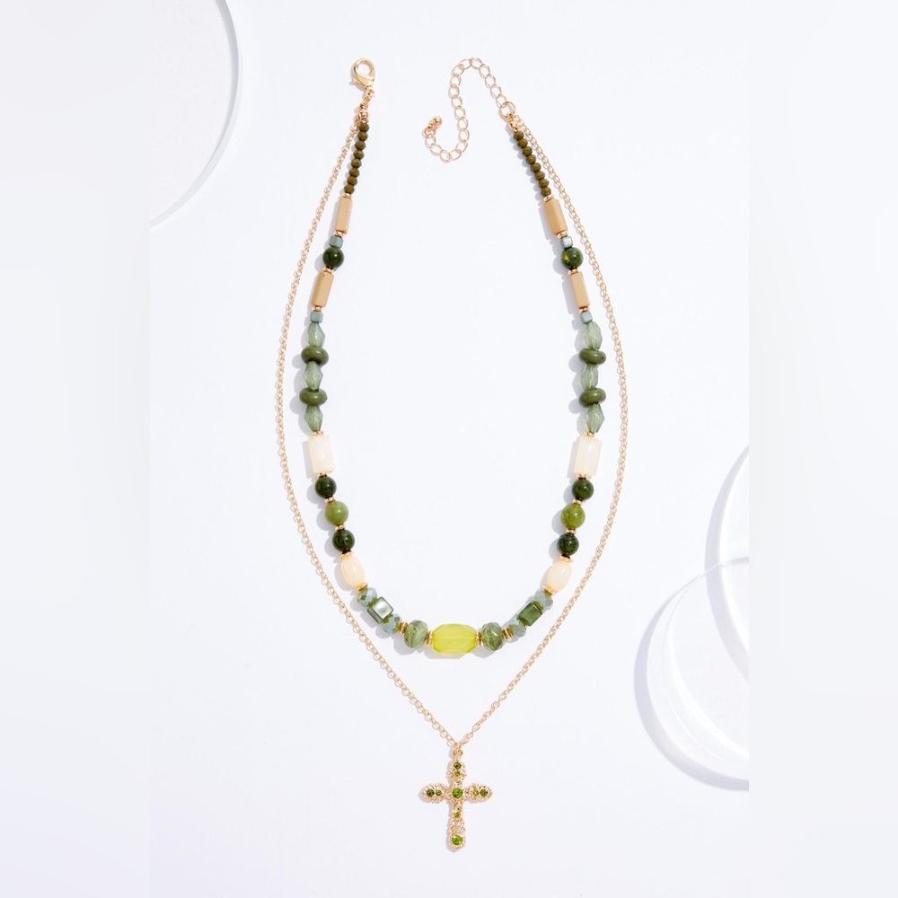 CATO | SEMI- PRECIOUS CROSS PENDANT NECKLACE